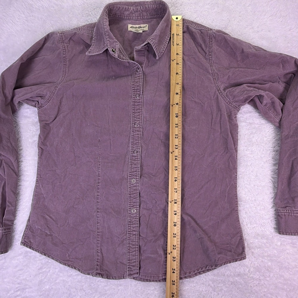Eddie Bauer Womens M Corduroy Long Sleeve Shirt Snap Buttons - Lavender/Purple - Picture 5 of 6